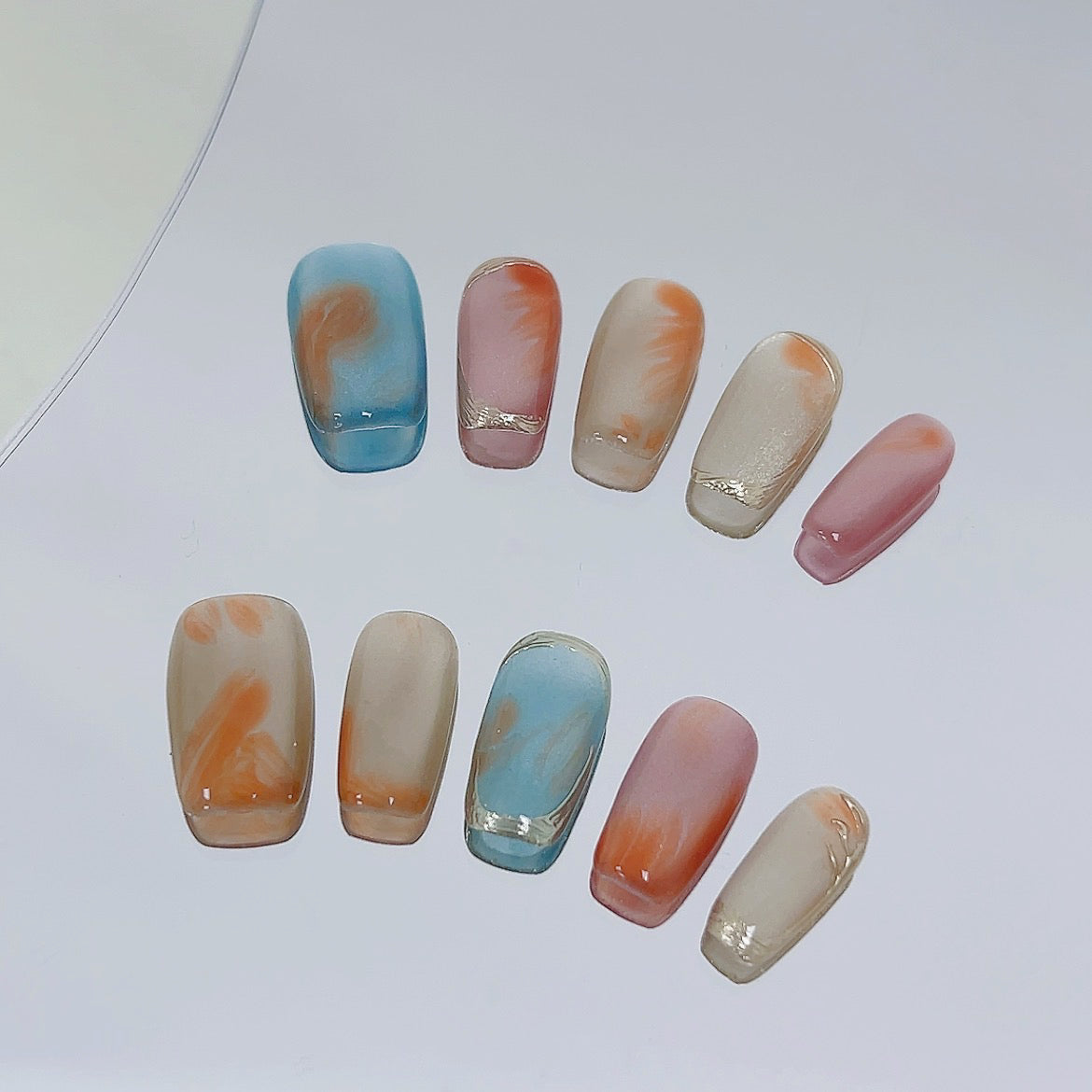 Colorful Nature Luxurious Glue-on Nails Art