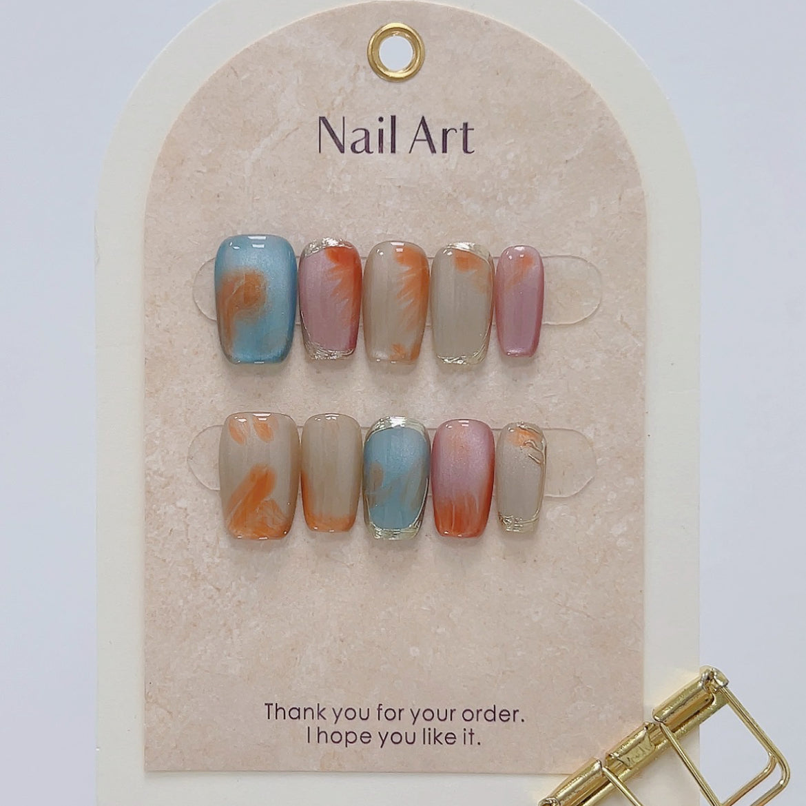 Colorful Nature Luxurious Glue-on Nails Art