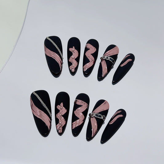 Blackpink Luxurious Glue-on Medium Nails Art