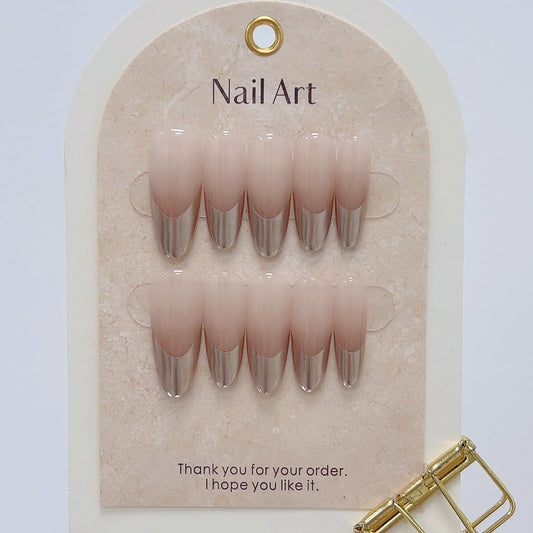 Simple French Pink Glue-on Nails Art